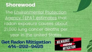 Shorewood radon exposure causes about 21,000 lung cancer deaths per year - Milwaukee Radon Mitigation & Testing 2604 N Pierce St Lower STE B Milwaukee WI